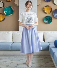 Tiaclasse 【新色追加・選べる丈】麻調タックフレアスカート