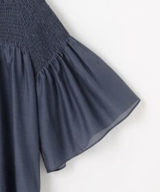 自由区 L シルクコットンローンスモッキング刺繍 ブラウス