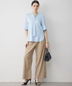 ICB 【先行予約】ストレッチシルキーツイル タイブラウス