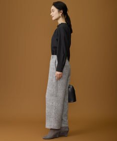 自由区 L 【17号サイズまで展開・カタログ掲載】ライトミックスツィードワイド パンツ