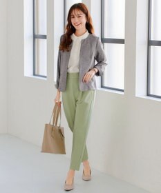 Tiaclasse L 【新色追加・洗える】麻調薄地キーネックジャケット