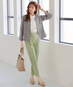 Tiaclasse L 【新色追加・洗える】麻調薄地キーネックジャケット