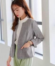 Tiaclasse L 【新色追加・洗える】麻調薄地キーネックジャケット