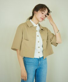 #Newans 【シワになりにくい】〈花乃まりあさんコラボ〉クロップドシャツジャケット