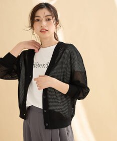 ANY L メッシュＶネックニットカーディガン