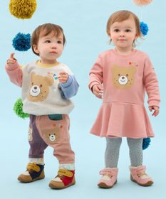 MIKI HOUSE HOT BISCUITS 【80-120cm】ビッグフェイスプリント 裏毛パイル素材 トレーナー