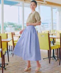 Tiaclasse 【新色追加・選べる丈】麻調タックフレアスカート