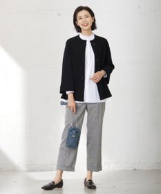 J.PRESS LADIES 【洗える】BEZ C/Ny ドビーストライプ フリルネック ブラウス