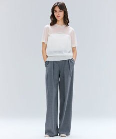 BEIGE， 【洗える・GLOW 10月号掲載】CADDO / シアーウールメッセージロゴＴニット