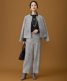 自由区 L 【17号サイズまで展開・カタログ掲載】ライトミックスツィードワイド パンツ