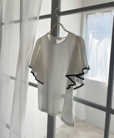 Feroux 【UVケア】バイカラーラッフルスリーブ Ｔシャツ