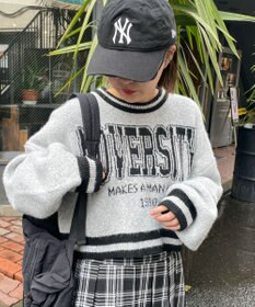 WEGO ラインリブフラッフィーショートニット