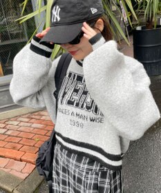 WEGO ラインリブフラッフィーショートニット