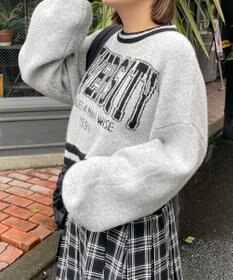 WEGO ラインリブフラッフィーショートニット