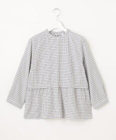 J.PRESS LADIES 【洗える】 セルロースチェック スタンドカラー ブラウス