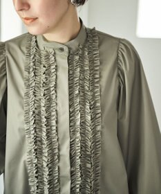 #Newans 【シワになりにくい/洗濯機可能】ロングフリルチュニック