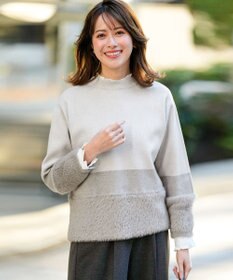 ANY SIS フェザーブロッキング ニット グレー