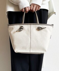 Hekhèr Le Style de Vie 【日本製 / 2WAY】コットンキャンバス×シュリンクレザー ノットハンドバッグ medium