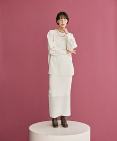 #Newans 【洗濯機可】シャーリングカフスパウダリーブラウス