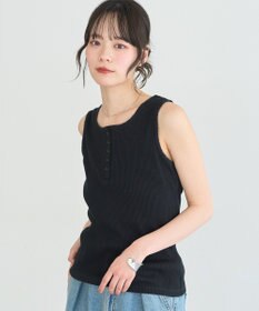 earth music&ecology 【綿100％】ピコミシンヘンリーネックタンクトップ