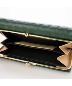 UNBILLION perche 牛革×ハラコ風ドットダブルかぶせ長財布