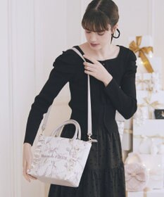Maison de FLEUR ツイードリボンプリント2WayバッグM