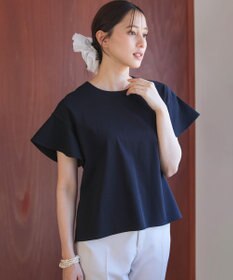 組曲 【WEB限定】プレーティング天竺フリルスリーブ Tシャツ