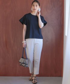 組曲 【WEB限定】プレーティング天竺フリルスリーブ Tシャツ