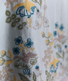 muuc 〈通年着られる心地よいリネンウール〉フクシアの花刺繍 後ろゴム有り・裏地有り フレアースカート