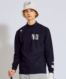 PW CIRCULUS 【裏起毛であたたか】【MEN】WAVY LOGO  裏起毛ロングスリーブモックネックT ゴルフ