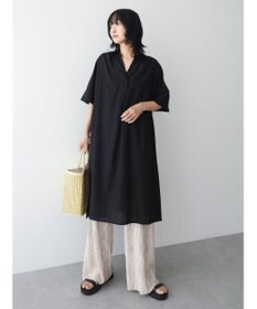 Green Parks 綿麻混スキッパーミニワンピース