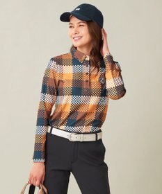 23区GOLF 【WOMEN】【吸水速乾・UVケア】 チェック柄プリント 長袖シャツ