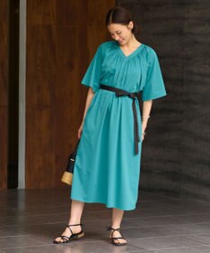 自由区 【WEB限定・洗える・XSサイズあり】ライトギャザーフレアスリーブ ワンピース