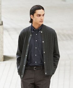 J.PRESS MEN 【ストレッチ性 / イージーケア】【FLEX YARN】ケーブルニットブルゾン型カーディガン