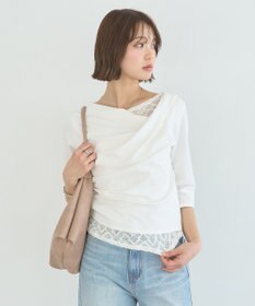 earth music&ecology レースレイヤードドレーププルオーバー