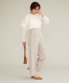 Feroux 【古畑星夏さん着用】パールポイントハイウエストセミワイド パンツ