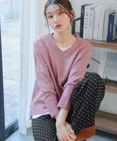Tiaclasse 【安田美沙子さん着用・洗える】メランジVネックニットプルオーバー