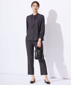 J.PRESS LADIES S 【洗える】ドットデシンプリント ボウタイ バンドカラー ブラウス