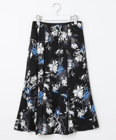 自由区 【洗える】ブラッシュドフラワープリント フレアスカート