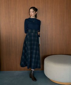 earth music&ecology バックレースアップチェックスカート