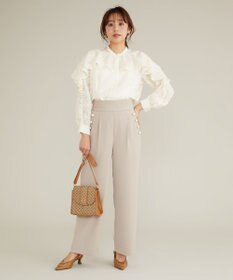 Feroux 【古畑星夏さん着用】パールポイントハイウエストセミワイド パンツ