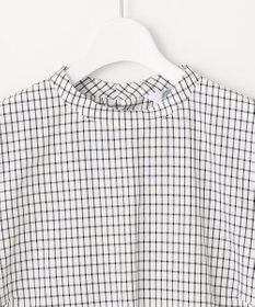 J.PRESS LADIES 【洗える】 セルロースチェック スタンドカラー ブラウス