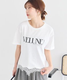 earth music&ecology 裾レースロゴプリントTシャツ