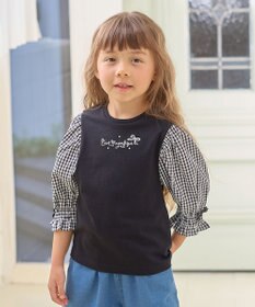 ANY KIDS 袖ギンガム 七分袖 Tシャツ