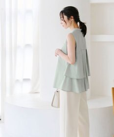 Tiaclasse 【洗える】ノースリーブ後ろタックティアードブラウス