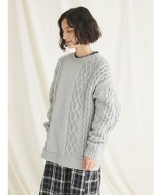 CRAFT STANDARD BOUTIQUE ケーブルニット切り替え裏起毛スウェット