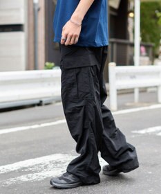 WEGO 【ウエストゴム/MLサイズ展開】ナイロンイージーカーゴパンツ