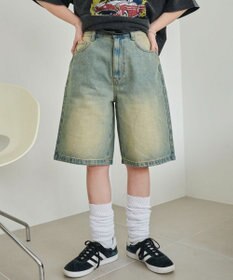 WEGO 【SMサイズ展開】ヴィンテージウォッシュデニムハーフパンツ