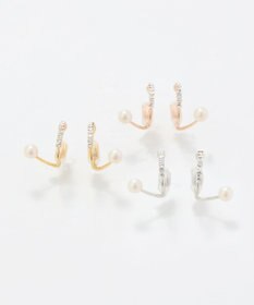 Phoebe <オンワード限定セット>【痛くないシリーズ】マーブルカラーバンスクリップ×ラインストーンパールフロートライトフィットイヤリング