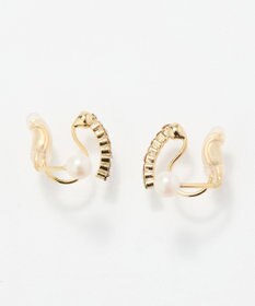 Phoebe <オンワード限定セット>【痛くないシリーズ】マーブルカラーバンスクリップ×ラインストーンパールフロートライトフィットイヤリング